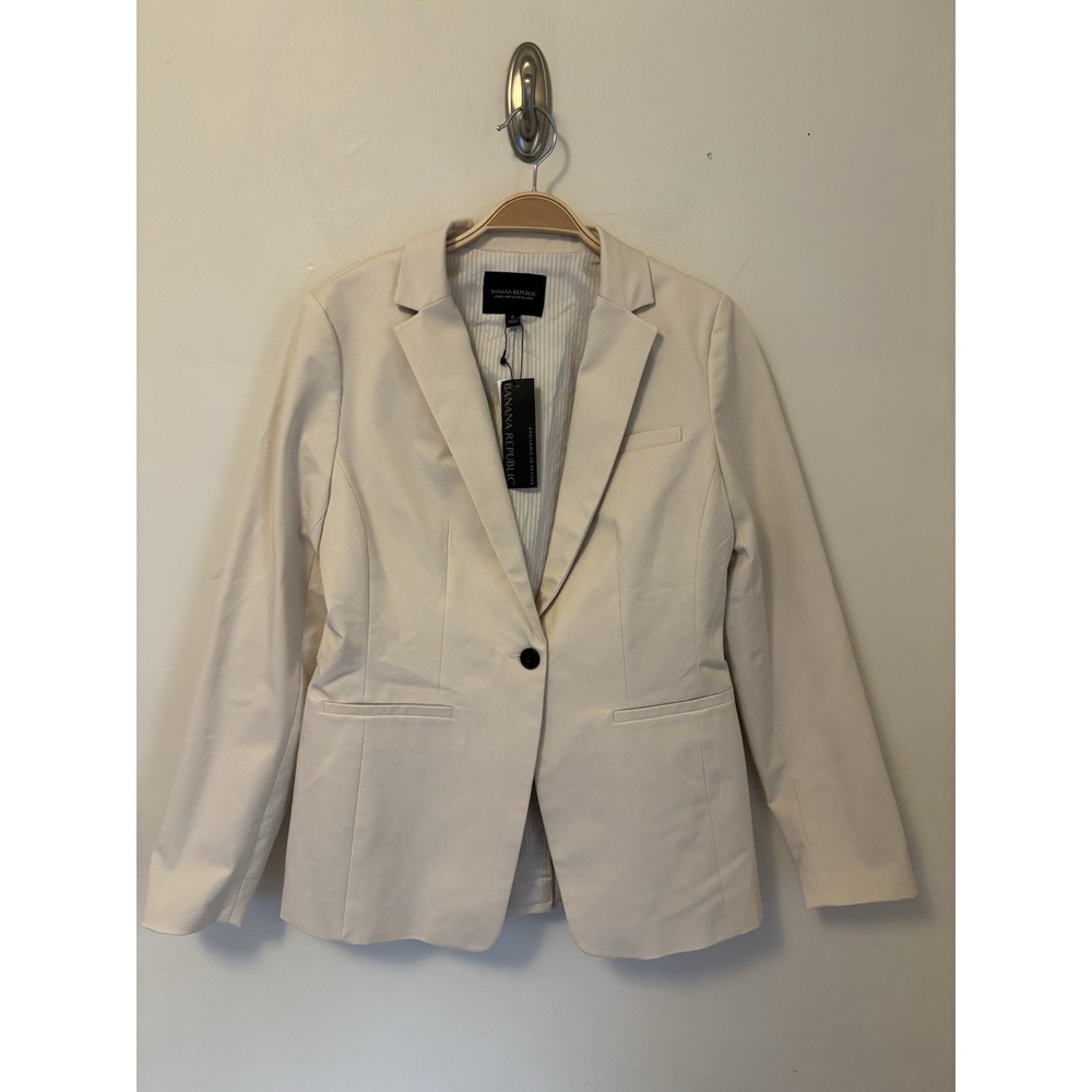 NEW Banana Republic Long And Lean Blazer Cream Professional Single Button - Desc